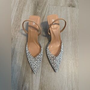 Zara new sling back sylicon pearl Heels size 38 EU-